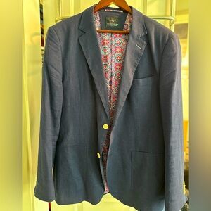 Tailorbyrd Navy Blue Linen Blend Blazer 44L EUC